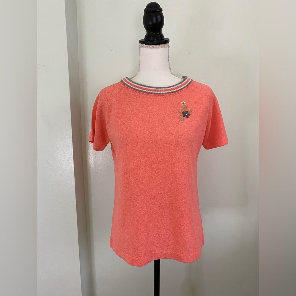 Peachy Pink Vintage Preppy Fine Knit Blouse by Talbots